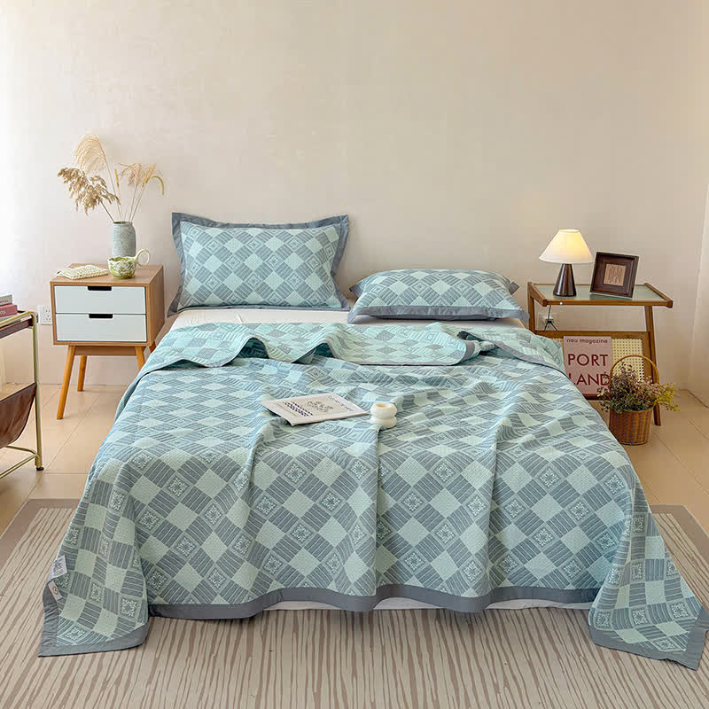 Ownkoti Reversible 3-layer Geometric Jacquard Blanket Quilt - image 6