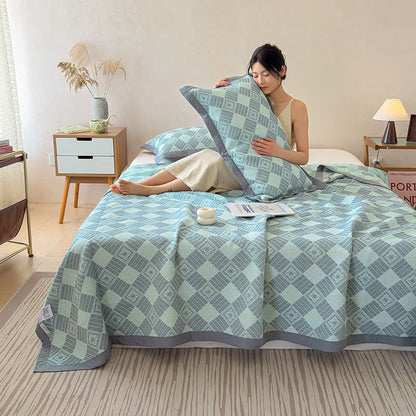 Ownkoti Reversible 3-layer Geometric Jacquard Blanket Quilt - image 3