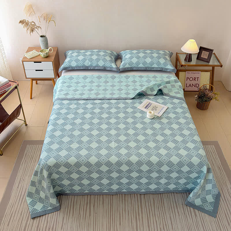Ownkoti Reversible 3-layer Geometric Jacquard Blanket Quilt - image 7