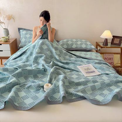 Ownkoti Reversible 3-layer Geometric Jacquard Blanket Quilt - image 5