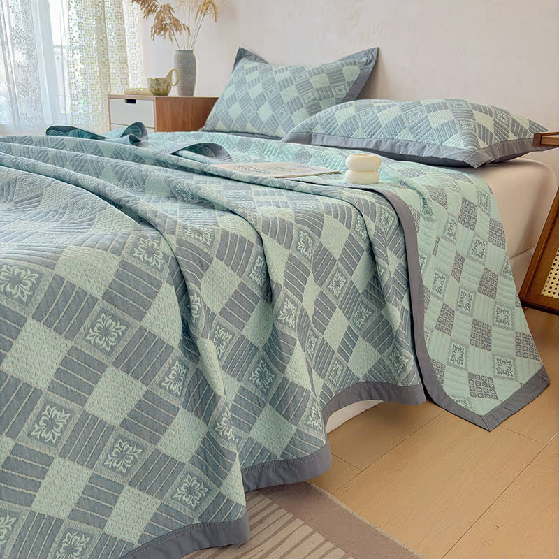 Ownkoti Reversible 3-layer Geometric Jacquard Blanket Quilt - image 9