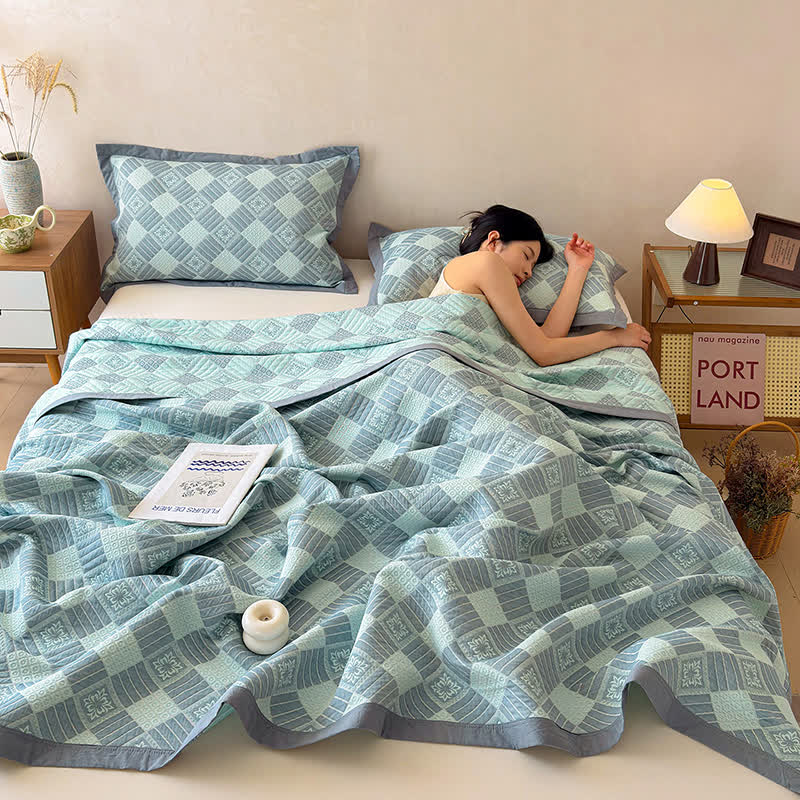 Ownkoti Reversible 3-layer Geometric Jacquard Blanket Quilt - image 4