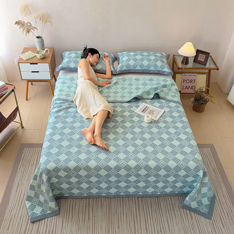 Ownkoti Reversible 3-layer Geometric Jacquard Blanket Quilt - image 8