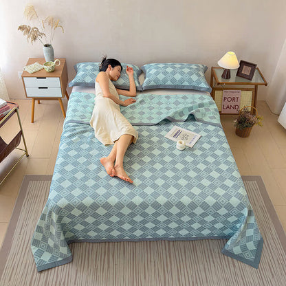 Ownkoti Reversible 3-layer Geometric Jacquard Blanket Quilt - image 8