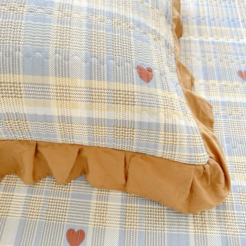 Ownkoti Plaid & Heart Print Cotton Twill Coverlet - image 5