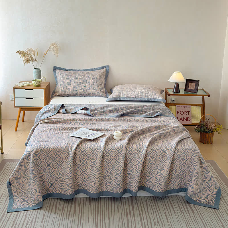OwnkotiJacquard Reversible 3-layer Geometric Blanket Quilt - image 3