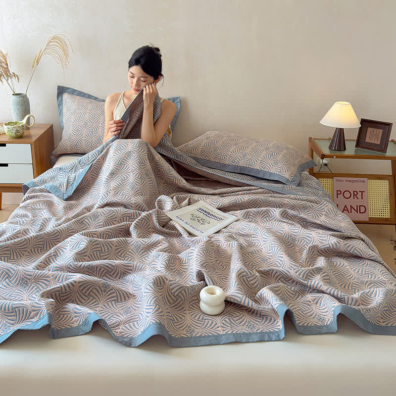 OwnkotiJacquard Reversible 3-layer Geometric Blanket Quilt - image 7