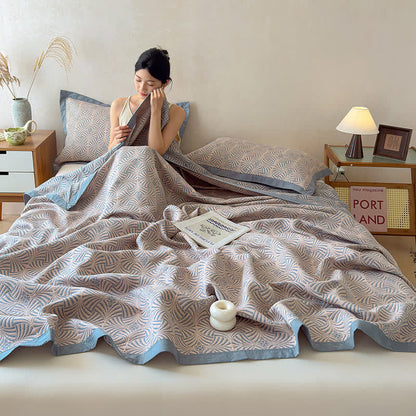 OwnkotiJacquard Reversible 3-layer Geometric Blanket Quilt - image 7