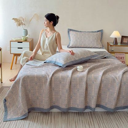 OwnkotiJacquard Reversible 3-layer Geometric Blanket Quilt - image 4