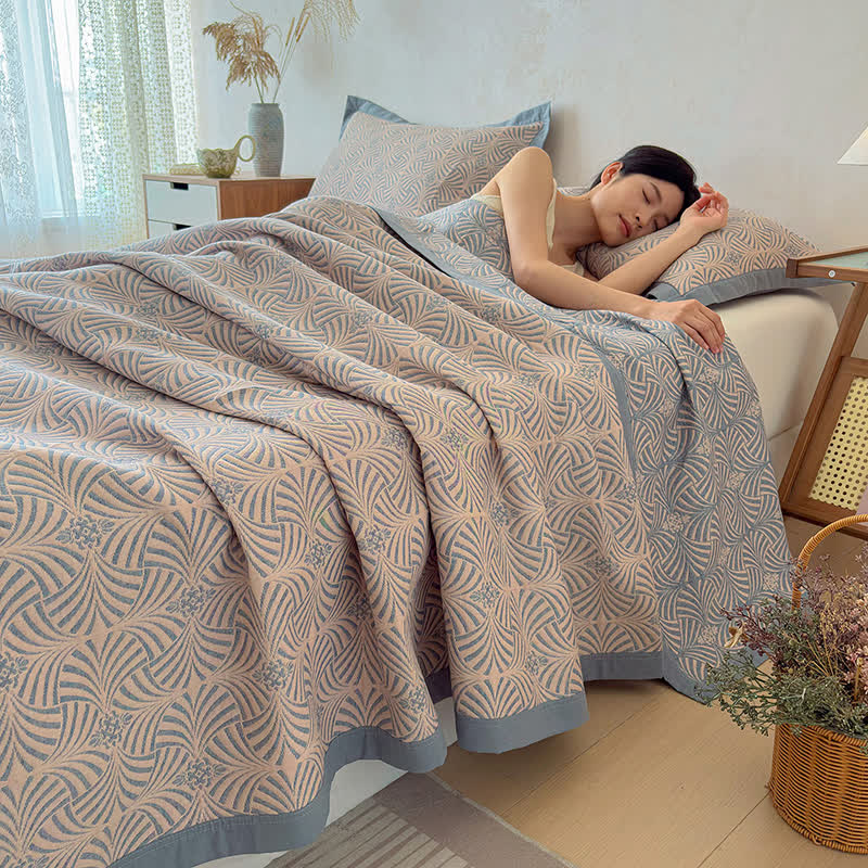 OwnkotiJacquard Reversible 3-layer Geometric Blanket Quilt - 2PCS Pillowcases - 19" x 29" - image 0