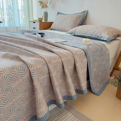 OwnkotiJacquard Reversible 3-layer Geometric Blanket Quilt - image 5