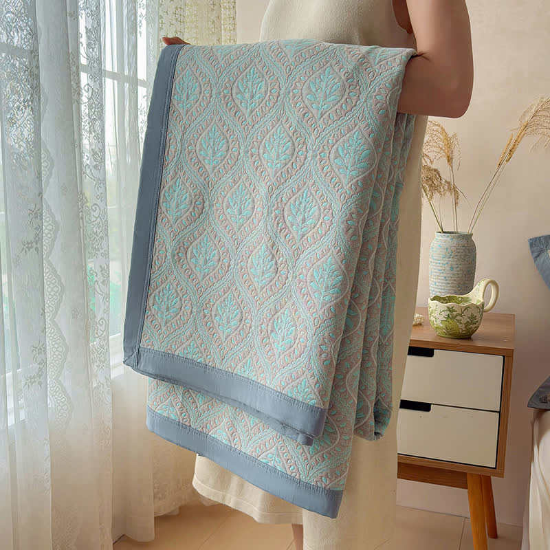 Ownkoti Botanical Leaves Cotton Gauze Bedspread Quilt - image 9