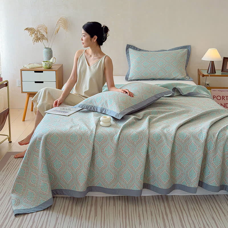 Ownkoti Botanical Leaves Cotton Gauze Bedspread Quilt - image 2