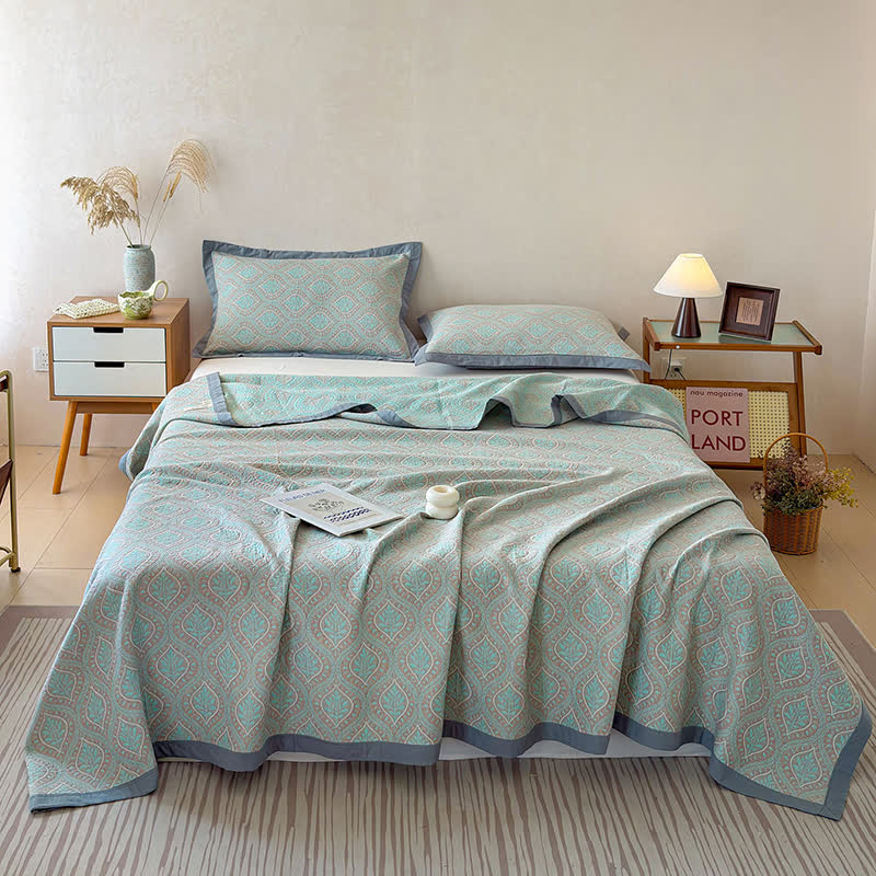 Ownkoti Botanical Leaves Cotton Gauze Bedspread Quilt - image 4
