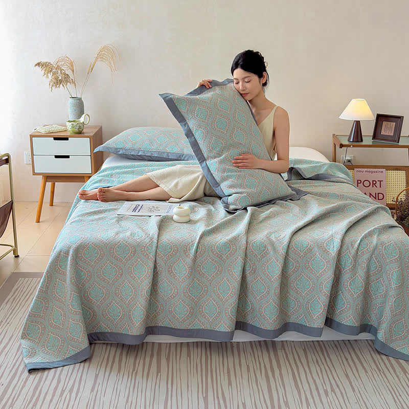Ownkoti Botanical Leaves Cotton Gauze Bedspread Quilt - image 3