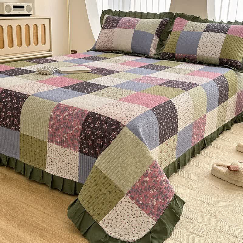 Ownkoti Ruffle Edge Patchwork Cotton Twill Coverlet - image 2