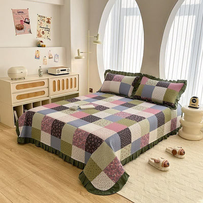 Ownkoti Ruffle Edge Patchwork Cotton Twill Coverlet - image 1