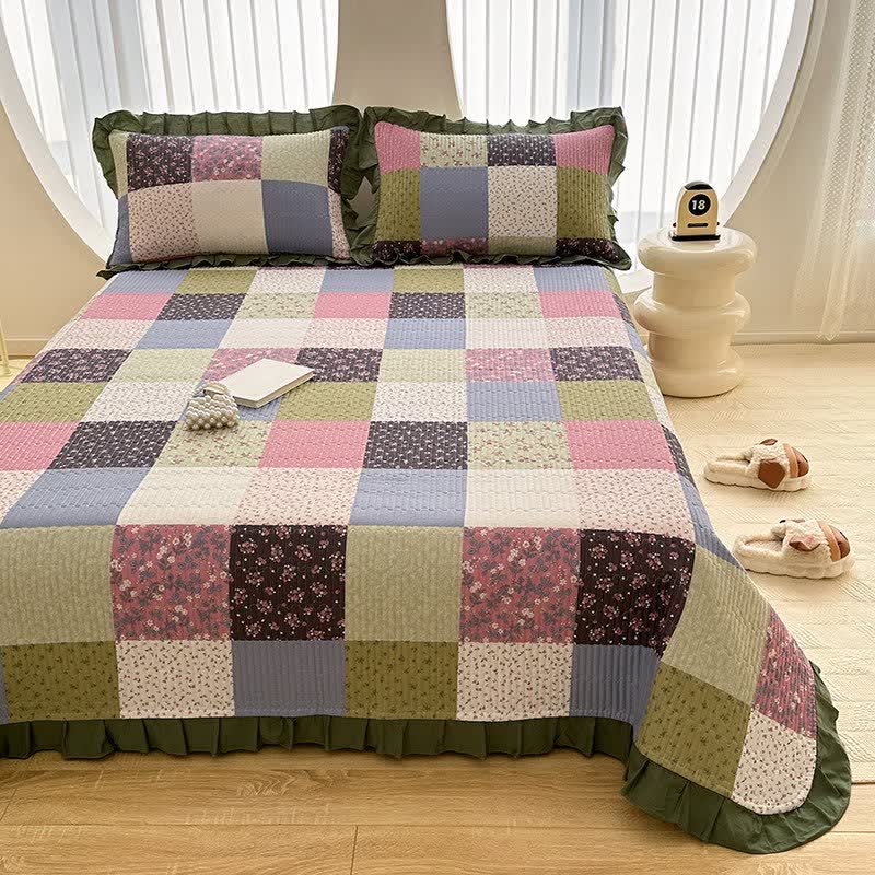 Ownkoti Ruffle Edge Patchwork Cotton Twill Coverlet - image 3