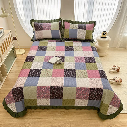 Ownkoti Ruffle Edge Patchwork Cotton Twill Coverlet - 2PCS Pillowcses - 19" x 29" - image 0