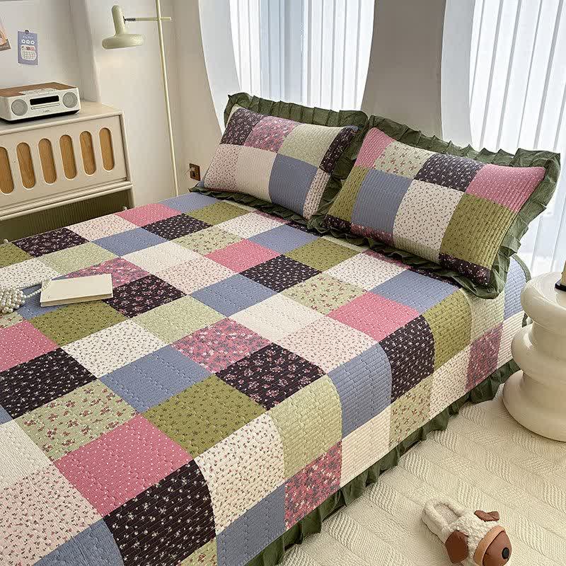 Ownkoti Ruffle Edge Patchwork Cotton Twill Coverlet - image 4