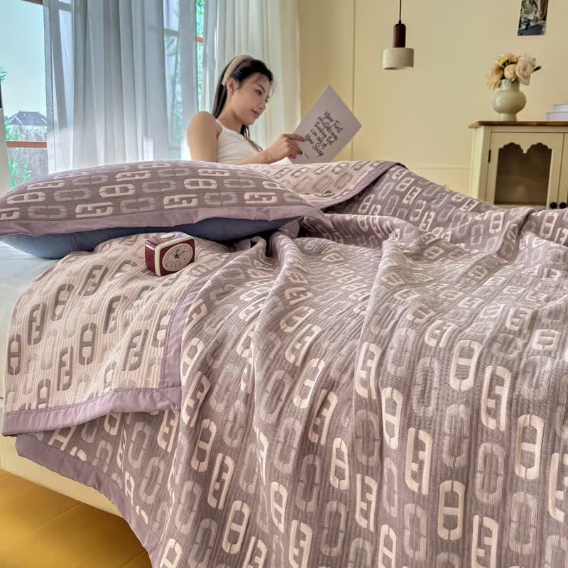 Ownkoti Geometric Jacquard Cotton Double Gauze Quilt - image 2