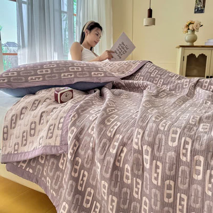 Ownkoti Geometric Jacquard Cotton Double Gauze Quilt - image 2