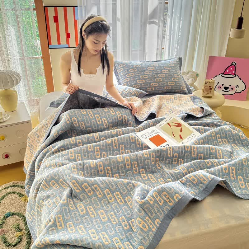 Ownkoti Geometric Jacquard Cotton Double Gauze Quilt - image 6