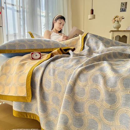 Ownkoti Reversible Geometric Jacquard Cotton Gauze Quilt - image 3