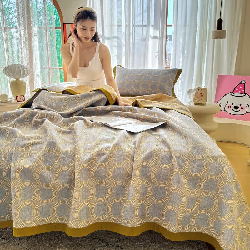 Ownkoti Reversible Geometric Jacquard Cotton Gauze Quilt - image 4