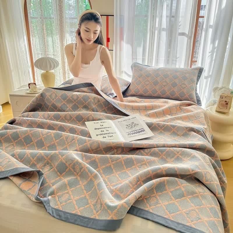 Ownkoti Reversible Lattice Jacquard Cotton Gauze Quilt - image 4