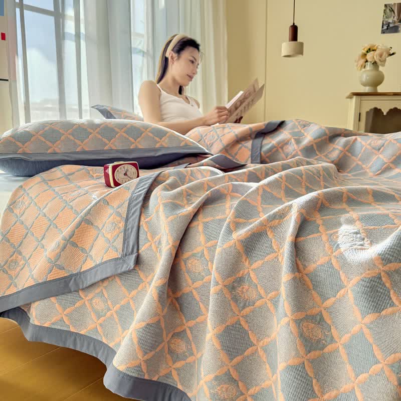 Ownkoti Reversible Lattice Jacquard Cotton Gauze Quilt - image 2