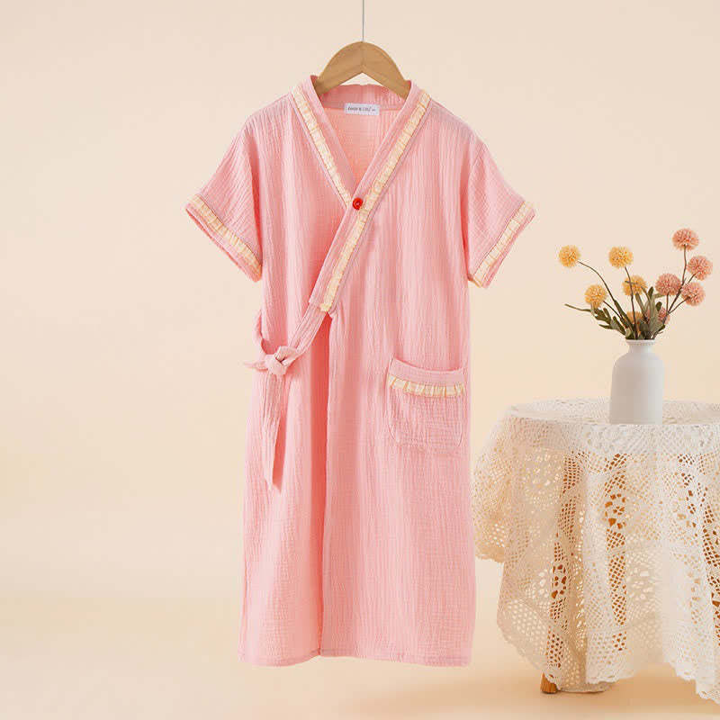 Ownkoti Ruffle Trim Kids' Cotton Muslin Robe - image 2