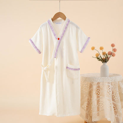 Ownkoti Ruffle Trim Kids' Cotton Muslin Robe - image 11