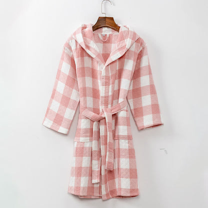 Ownkoti Kids' Plaid Hooded Cotton Bathrobe - image 2