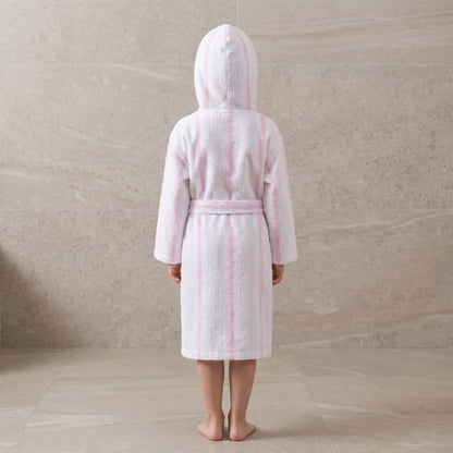 Ownkoti Pink Stripe Cotton Kids Hooded Bathrobe - image 2