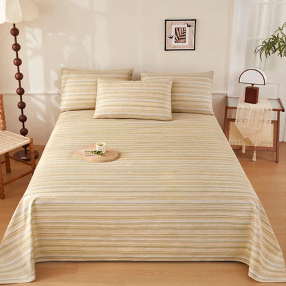 Ownkoti Rustic Cotton Linen Stripe Bedspread - Beige - Bedding Set - King - image 0
