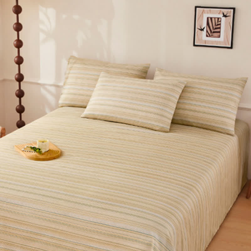 Ownkoti Rustic Cotton Linen Stripe Bedspread - image 1