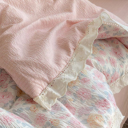 Ownkoti Blush Rose Ruffle Lace Summer Bedding Set - image 2