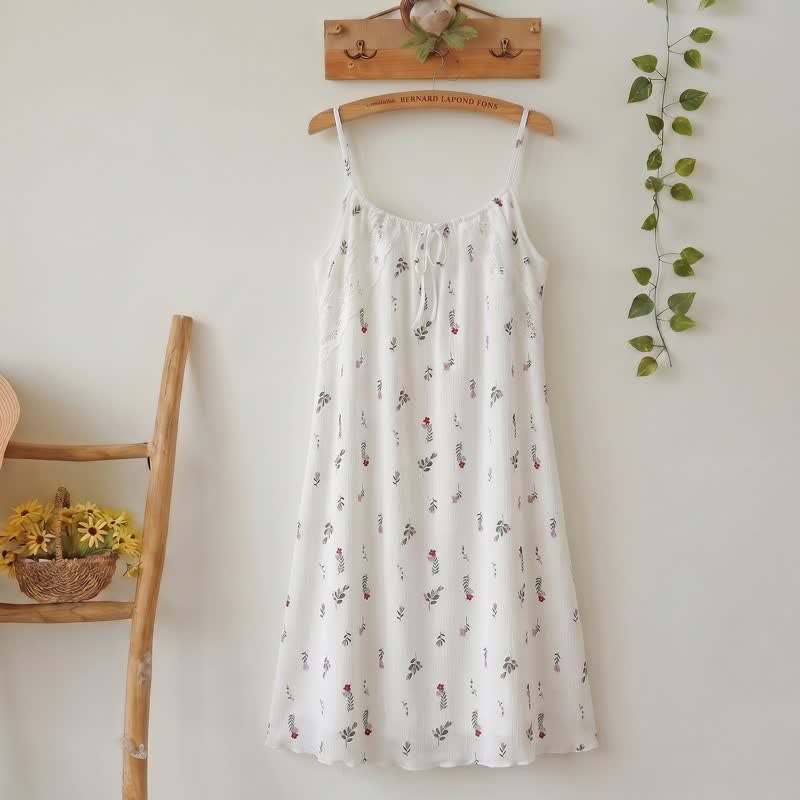 Ownkoti White Floral Sleeveless Lounge Slip Dress - White - L - image 0