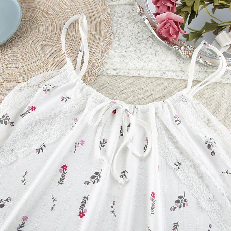 Ownkoti White Floral Sleeveless Lounge Slip Dress - image 4