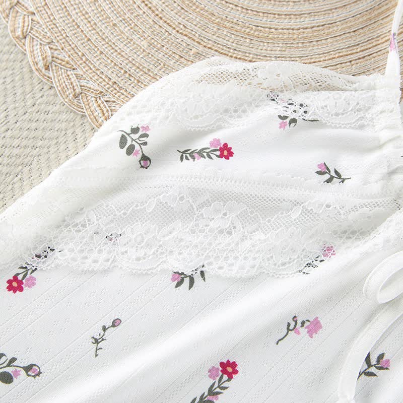 Ownkoti White Floral Sleeveless Lounge Slip Dress - image 8