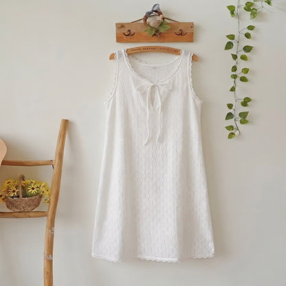 Ownkoti Cotton Tie Front Cami Lounge Dress - White - XL - image 0