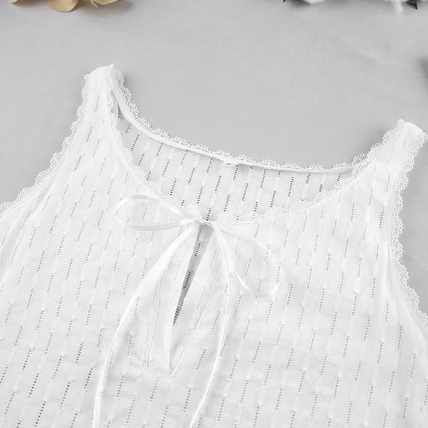 Ownkoti Cotton Tie Front Cami Lounge Dress - image 3