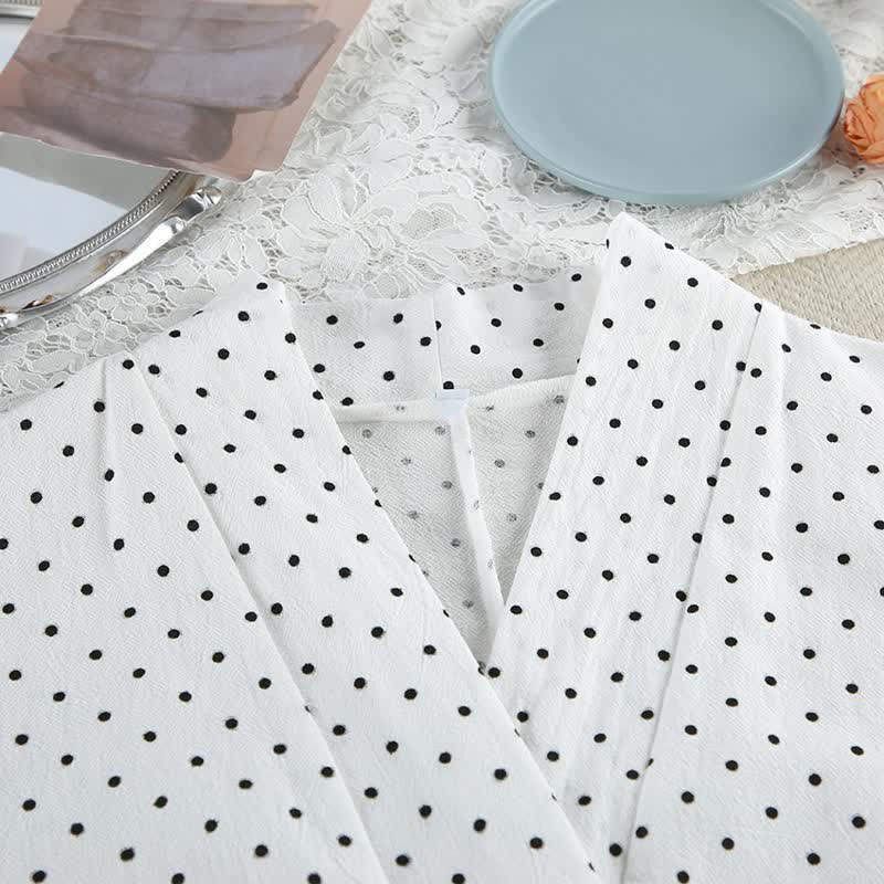 Ownkoti Polka Dot Cotton Kimono Pajama Set - image 2