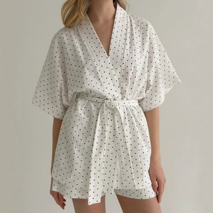 Ownkoti Polka Dot Cotton Kimono Pajama Set - image 1