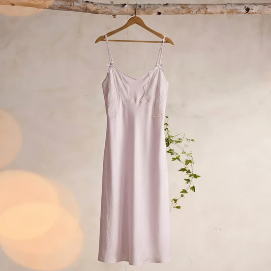 Ownkoti Cotton Lace Cami Slip Night Dress - Purple - XL - image 0
