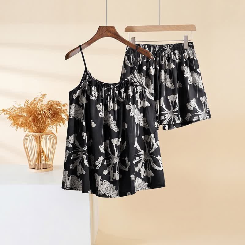 Ownkoti Black Floral Cami Shorts Pajama Set - image 2