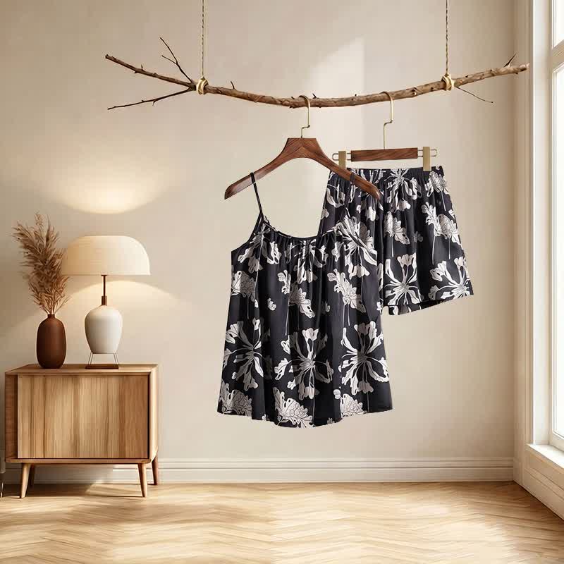 Ownkoti Black Floral Cami Shorts Pajama Set - image 3