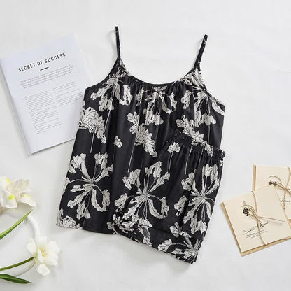 Ownkoti Black Floral Cami Shorts Pajama Set - image 1