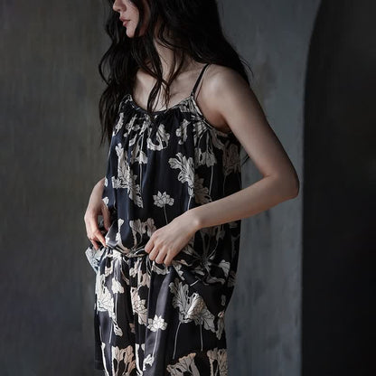 Ownkoti Black Floral Cami Shorts Pajama Set - image 5